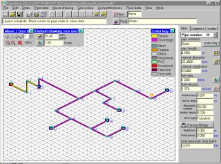 Calculate pressure drops through pipe networks.